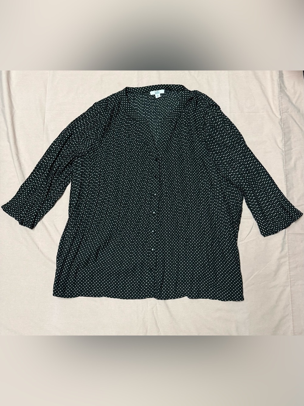 croft & barrow Black Polka Dot Button-Front Blouse